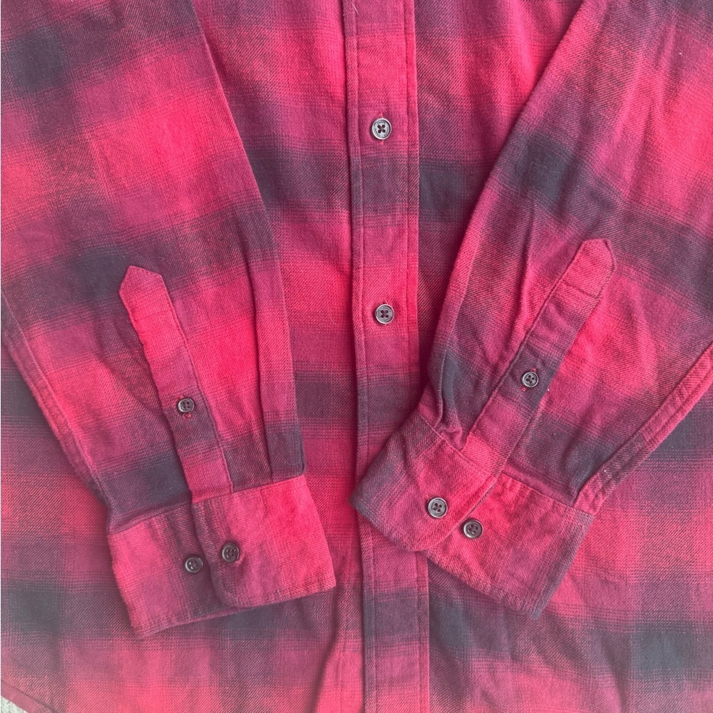 Chaps Flannel Red Black Plaid Large Tall Button Down Shirt cotton stretch - Picture 8 of 14